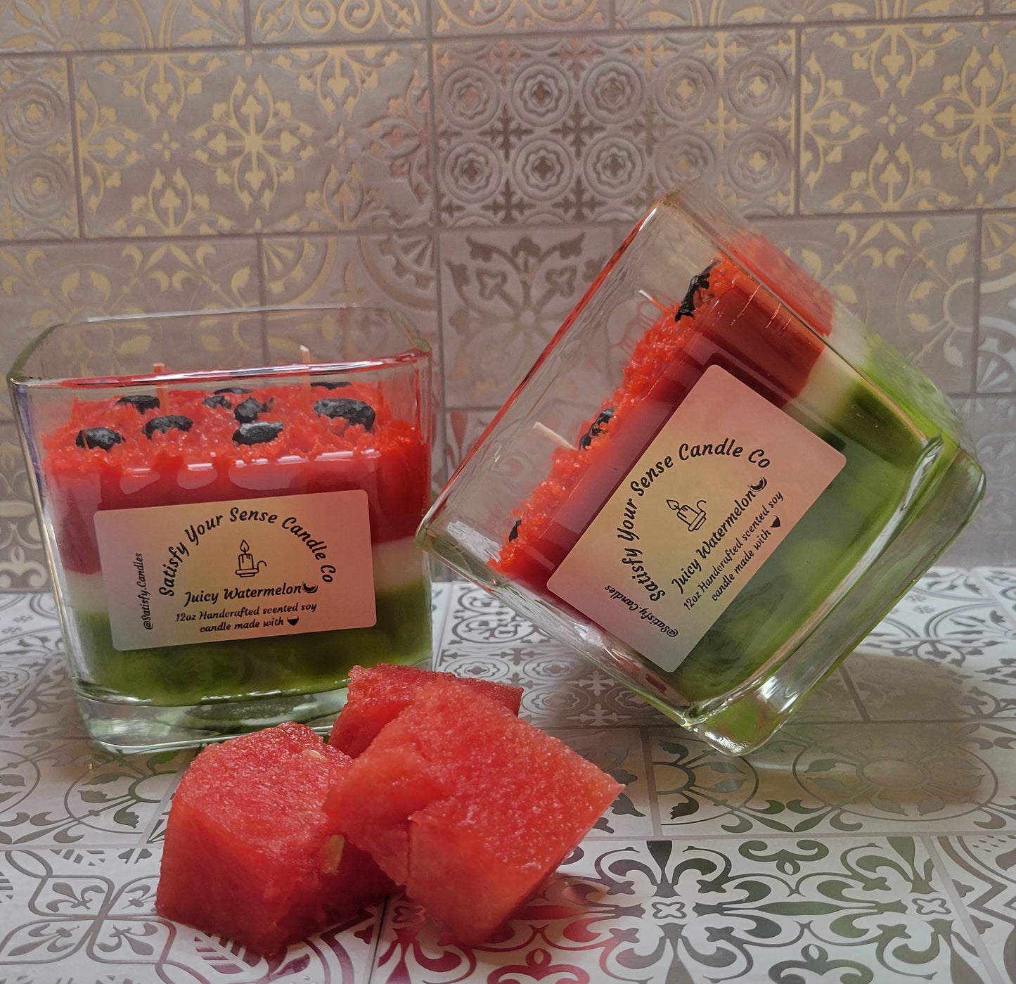 12oz Juicy Watermelon Candle Burn Time: 55-60 Hours