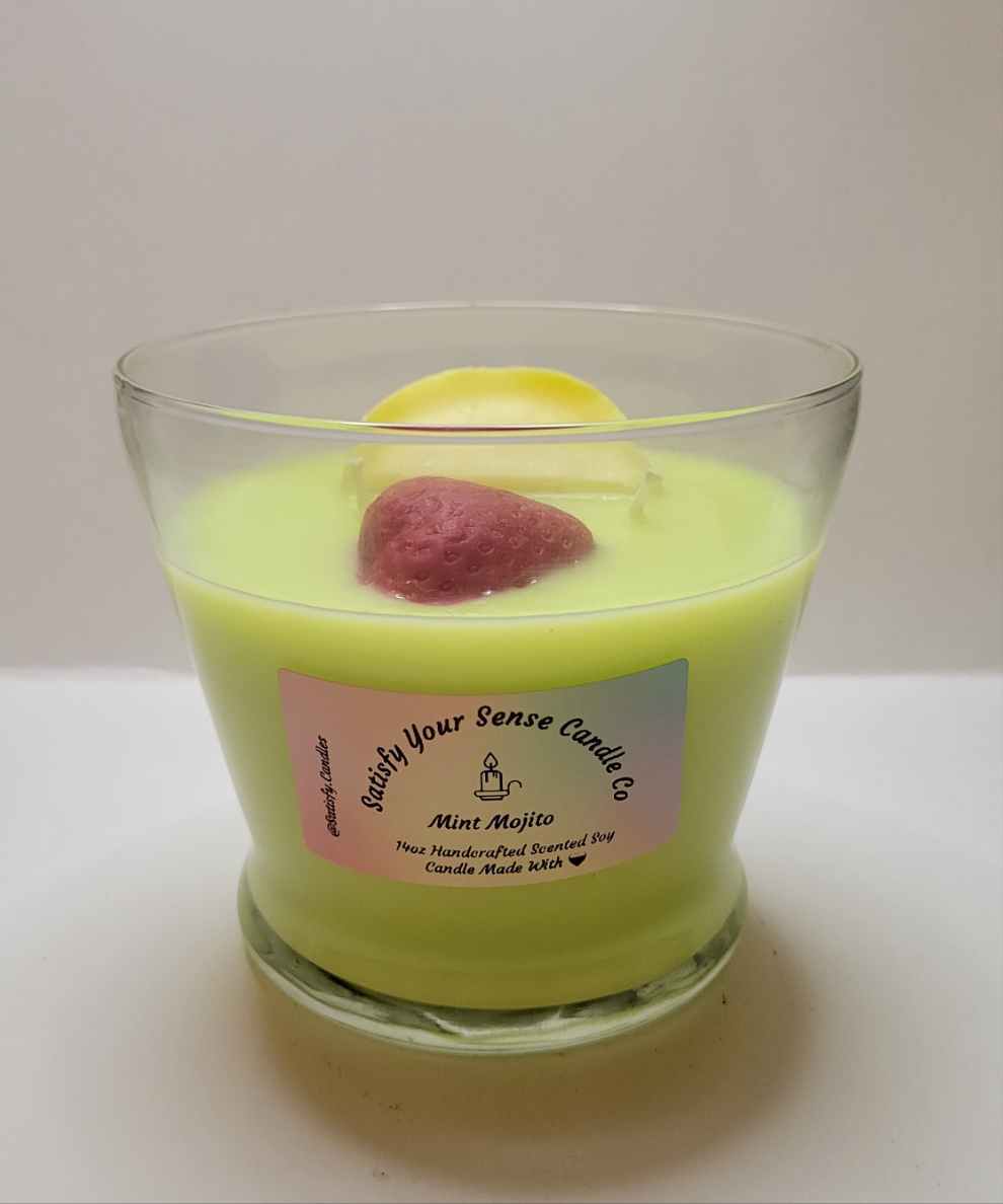 14oz Mint Mojito Candle Burn Time: 65-70 Hours
