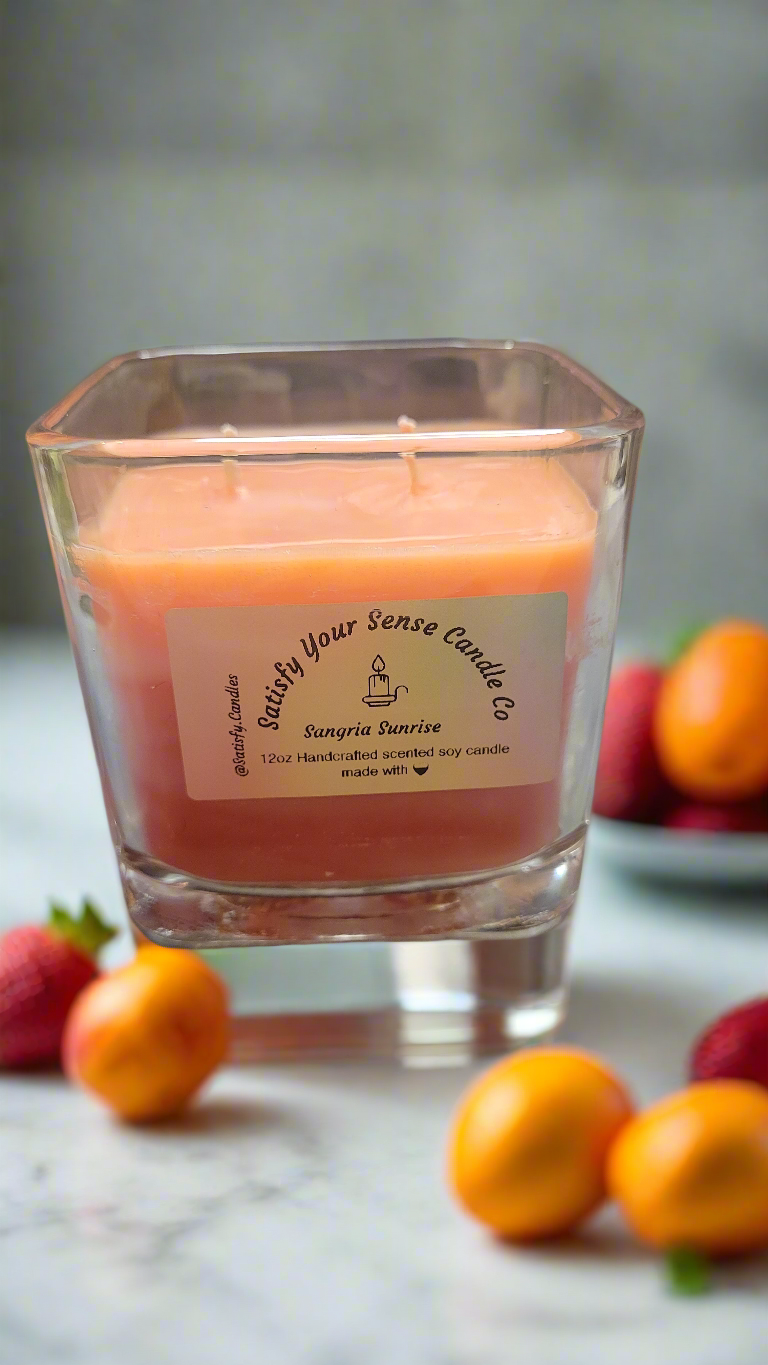 12oz Sangria Sunrise Candle Burn Time: 55-60 Hours