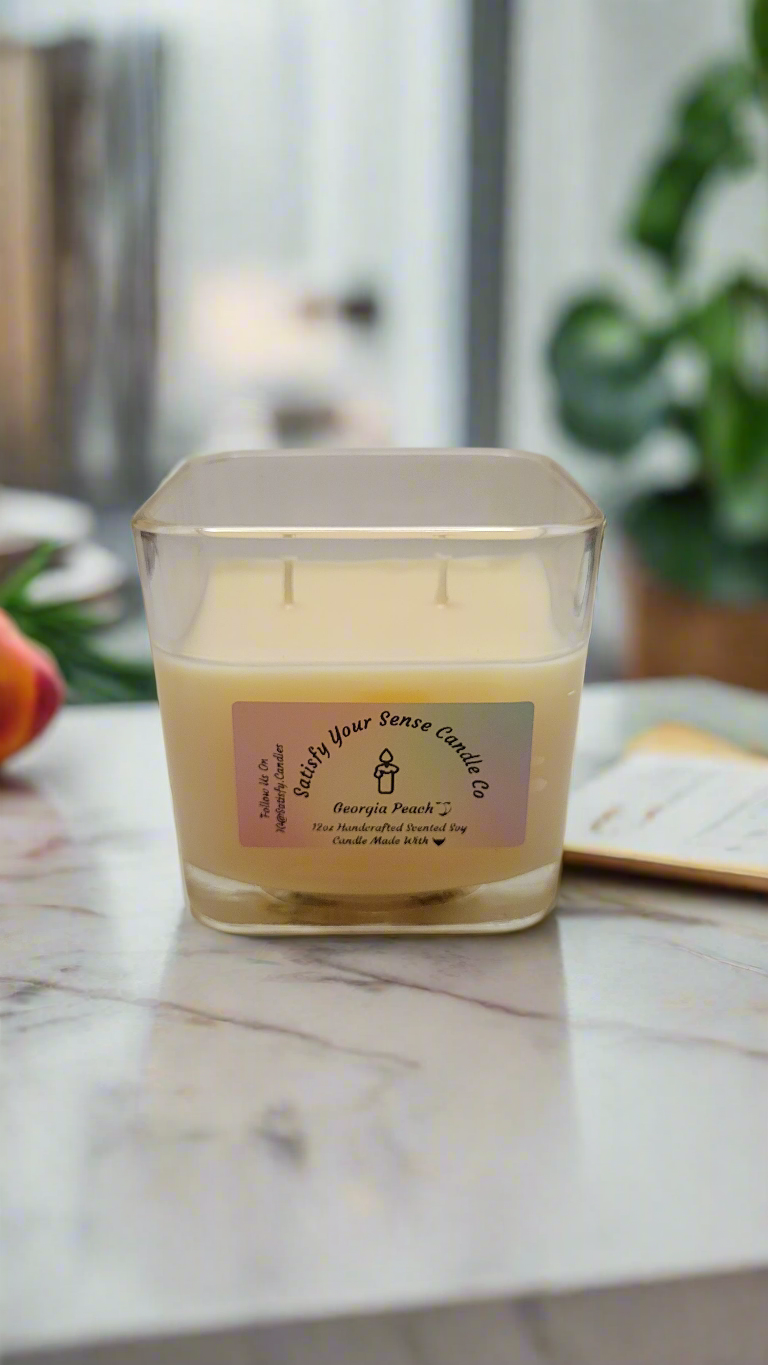 12oz Georgia Peach Candle Burn Time: 55-60 Hours