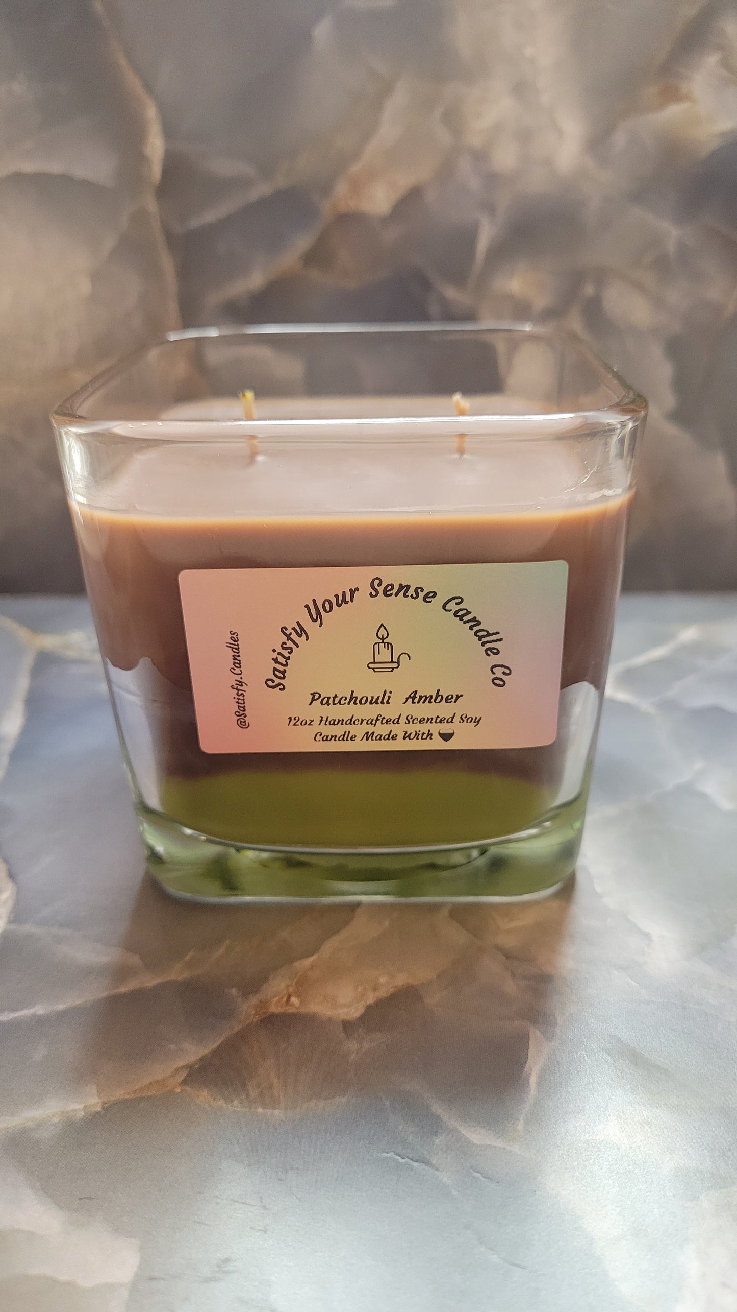 12oz Patchouli Amber Candle Burn Time: 55-60 Hours