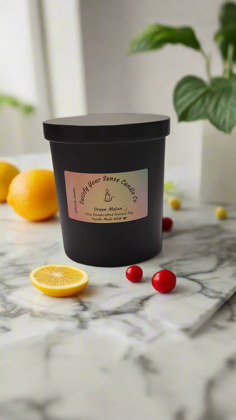 10oz Green Melon Candle Burn Time: 45-50 Hours