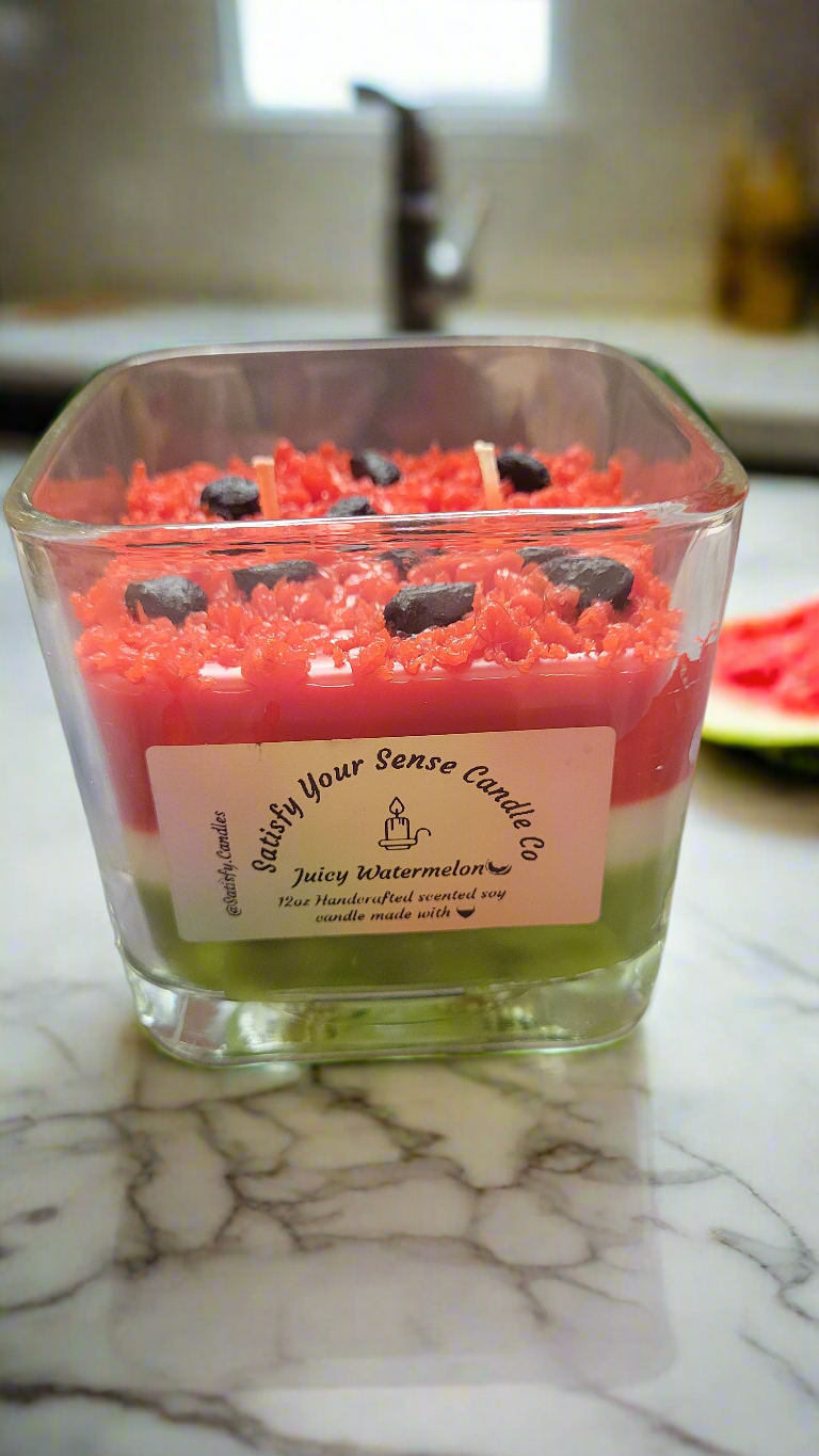 12oz Juicy Watermelon Candle Burn Time: 55-60 Hours
