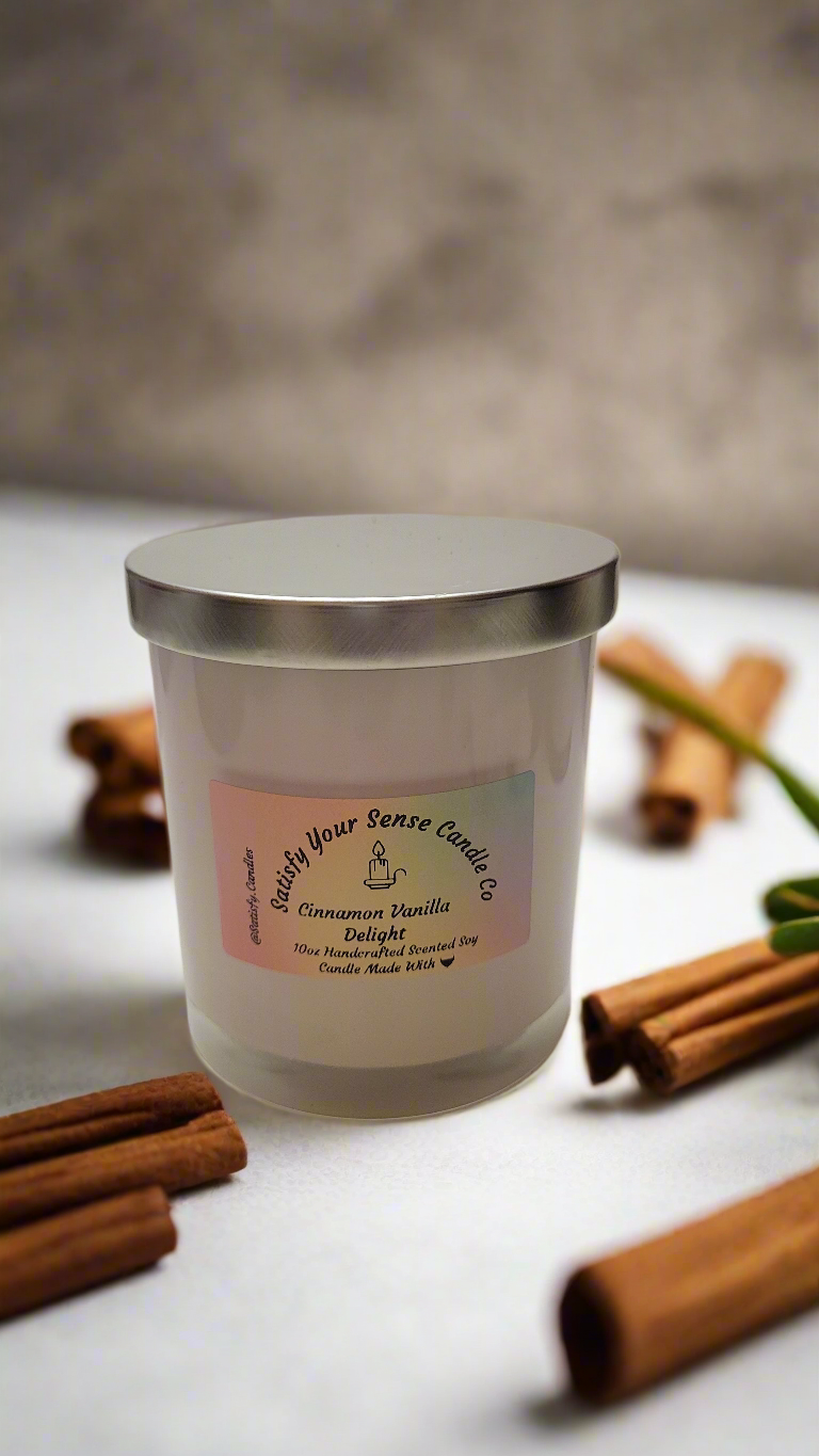 10oz Cinnamon Vanilla Delight Candle Burn Time: 45-50 Hours