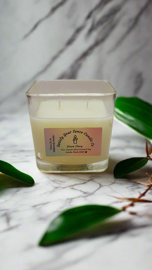 12oz Linen Glory Candle Burn Time: 55-60 Hours
