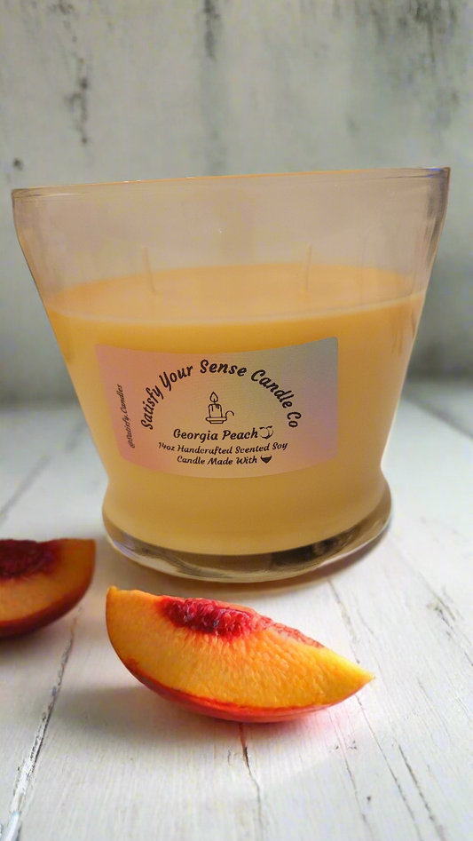 14oz Georgia Peach Candle Burn Time: 65-70 Hours