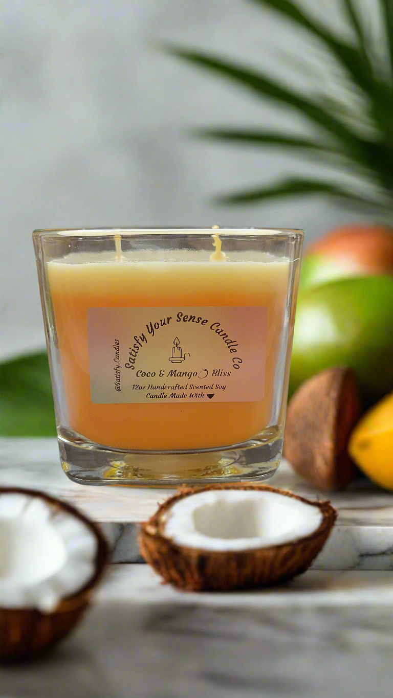 12oz Coco and Mango Bliss Candle Burn Time: 55-60 Hours