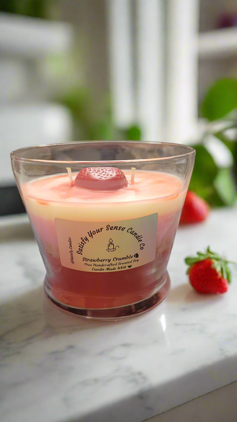 14oz Strawberry Crumble Candle Burn Time: 65-70 Hours