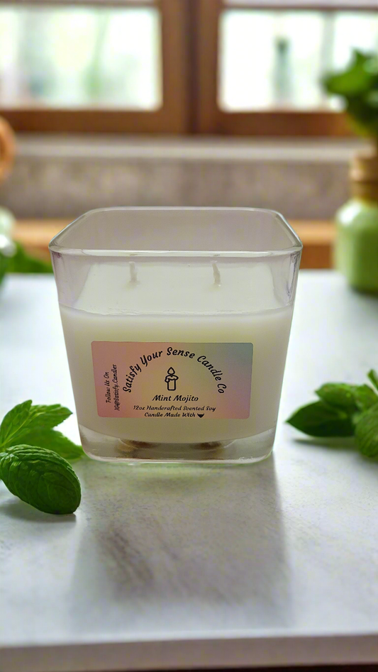 12oz Mint Mojito Candle Burn Time 55-60 Hours