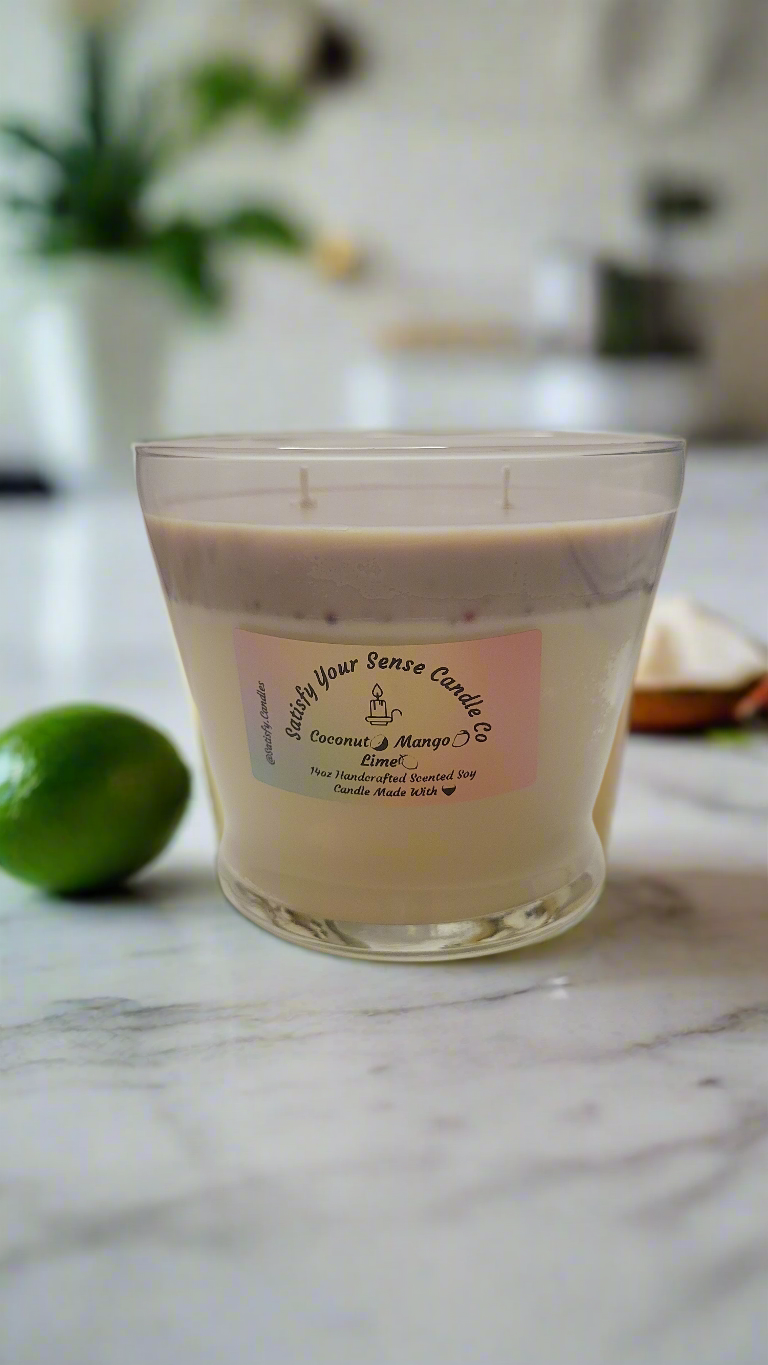 14oz Coconut Mango Lime Candle Burn Time: 65-70 Hours