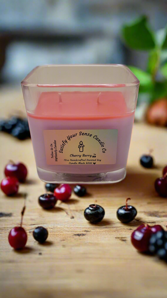 12oz Cherry Berry Candle Burn Time: 55-60 Hours