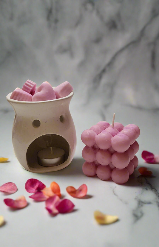 4.6oz Strawberry Champagne Bubble Candle/5 Wax Melts