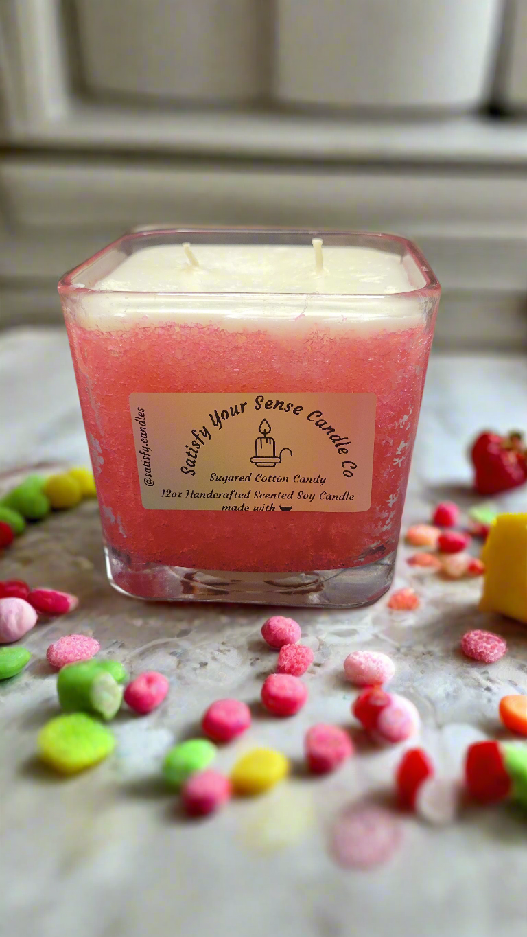 12oz Sugared Cotton Candy Candle Burn Time: 55-60 Hours