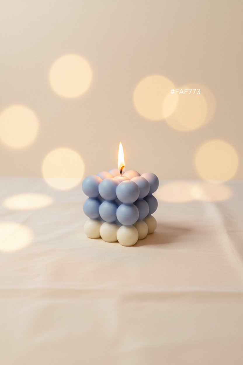 Linen Glory Bubble Candle - Close Up Flame