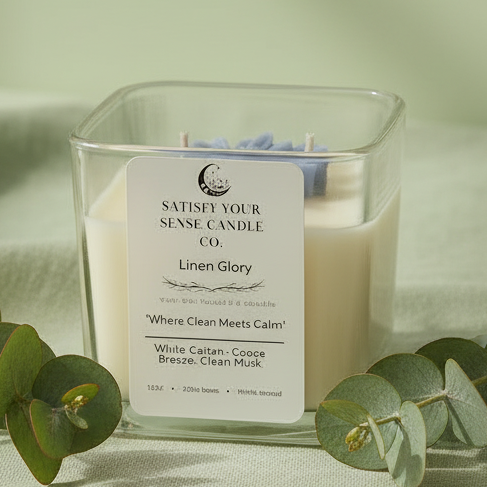 12oz Linen Glory Scented Candle | Clean Fresh Linen Double Wick Soy