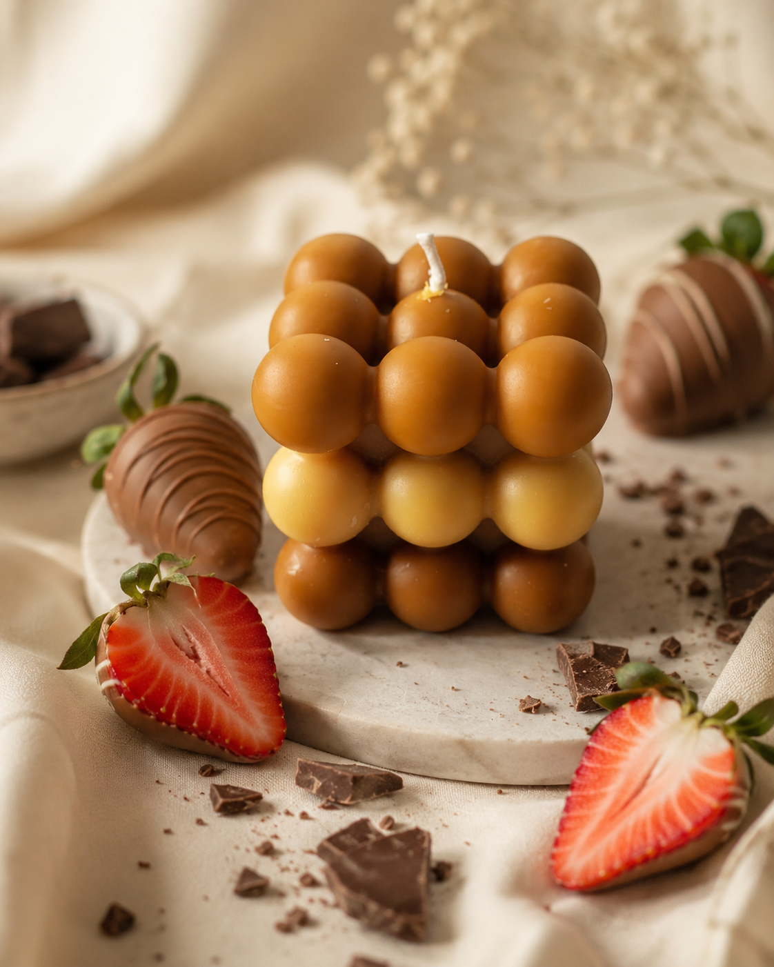 Wrapped in chocolate scented bubble candle