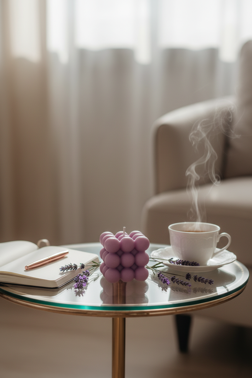 Lavender Calm Scented Bubble Candle