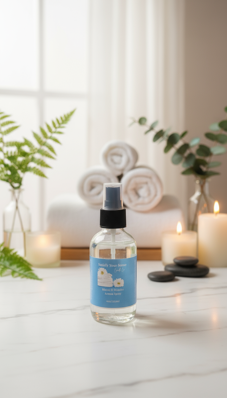 4oz Bloom & Breathe Aroma Room Spray with a blue label.