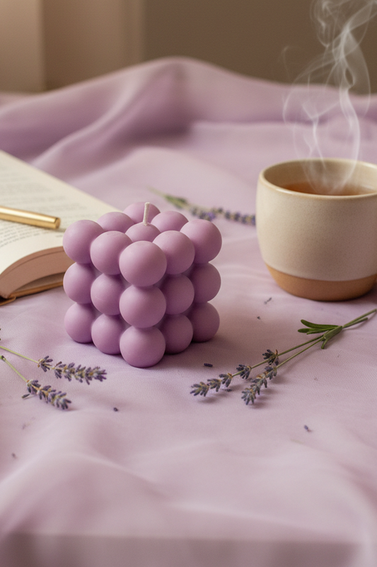 Lavender Calm Scented Bubble Candle | Relaxing Spa Soy Wax Candle