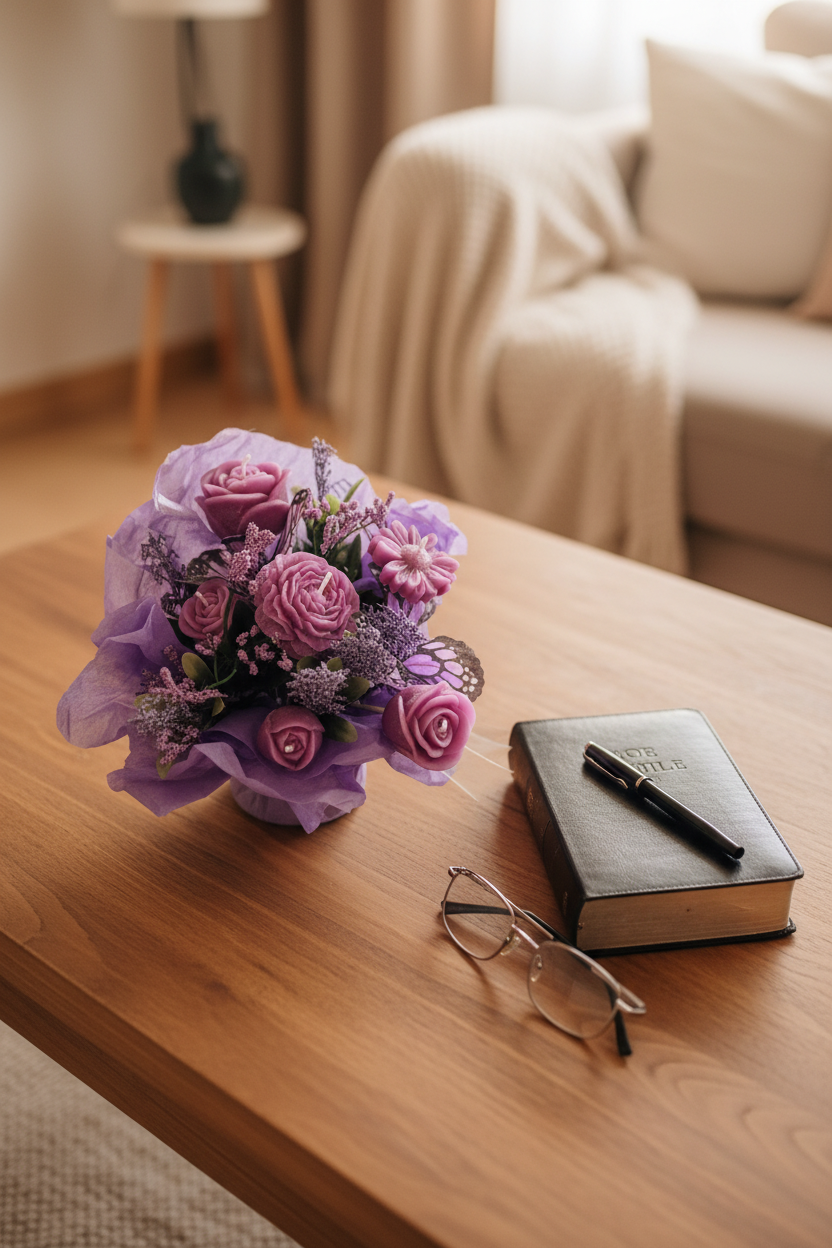 Petals and Peace Candle Flower Bouquet